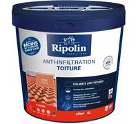 Revêtement Anti-Infiltrations Toiture - RIPOLIN - Terre cuite - 4L - Bicouche - Extérieur