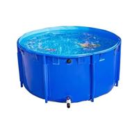 Revêtement de bassin flexible et robuste pour étang de jardin, aquarium en toile circulaire épaisse avec vanne de vidange, grand réservoir de stockage d'eau pliable d'extérieur (2,5 x 0,8 m)