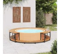 Revêtement de jacuzzi 273 x 53 cm en bois massif d'acacia - Durable et résistant aux intempéries pour accessoires de piscine et jacuzzi - Couverture parfaite pour votre extérieur