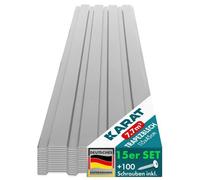 Revêtement de mur et toit Tôles métallique tôle trapézoïdale Lot de 15 tôles Tôle avec vis, 115 x 45 cm Gris clair