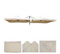 Revêtement De Parasol T44 8 Baleines 3x3m Polyester Pour Double Parasol T44 Crème Avec Flap Gris