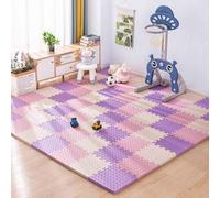 Revêtement de sol en mousse absorbant les chocs, 36 pièces, tapis de sol en mousse multicolore, carreaux de sol souples emboîtables, tapis de jeu en mousse EVA Puzzle Matting(Beige/pink/purple)