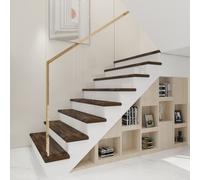 Revêtement d'escalier 'Bunschoten' set de 6 avec protection des bords PVC 120 x 32 x 4,6 cm Ton bois foncé