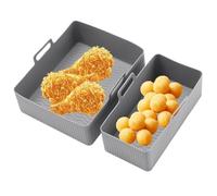 Revêtement en silicone pour friteuse à air - Accessoire réutilisable - Ne colle pas - 2 plats de cuisson en silicone - de cuisson multifonction - Accessoire de four pour la maison, le studio