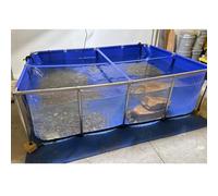 Revêtement en toile PVC pour étang à Koi hors sol avec fenêtre et cadre en acier - Grand réservoir de rétention pour aquarium pour l'élevage de poissons et de tortues - Assemblage facile