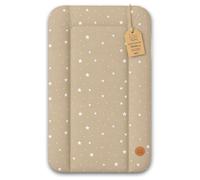 Matelas a langer bebe 70x50 cm - table à langer pour bébé avec plan, tapis imperméable facile à nettoyer à poser sur une machine à laver ou une commode Hemnes Oeko-Tex Beige avec étoiles blanches