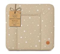 Matelas a langer bebe 75x72 cm - table à langer pour bébé avec plan, tapis imperméable facile à nettoyer à poser sur une machine à laver ou une commode Hemnes Oeko-Tex Beige avec étoiles blanches