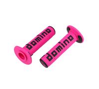 REVETEMENT POIGNEE DOMINO OFFROAD ROSE / NOIR A360 CLOSED END 120-123mm (LA PAIR