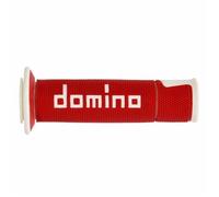 Revetement Poignee Domino Moto On Road A450 Rouge-Blanc Open End 120-125mm (Paire)