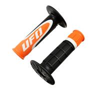 Ufo - Poignées Guidon Moto Cross Axiom - L120mm Ø22/24mm - Triple Densité Antidérapante - Couleur Noir/Orange/Blanc