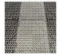 Revêtement sol Extérieur Antidérapant Polyvalent Dalles Amortissantes Caillebotis Caoutchouc Piscines et Baignoires(Blackish grey,16 pieces)