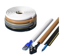 Revêtements de câbles au Sol Couvercle de câble Sol en PVC, Protecteur d'alimentation Auto-adhésif, Extension électrique, Fente Conduit, Gestion(D40 Gray Yellow Edge,3 Meters)