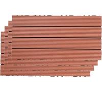 Revêtements De Sol en Bois Intérieurs Et Extérieurs, Carreaux De Sol De Terrasse en Bois Imbriqués, Carreaux De Terrasse en Bois Composite Plastique, Carreaux De Terrasse De Patio, A, 4 Pack