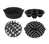 Revêtements En Silicone Pour Friteuse À Air - 4 Pièces Réutilisables Plateau Non Strict | Doublure Résistante À La Chaleur Pour La Boulangerie, Four À Micro-ondes, Rôtis, Accessoires De Cuisine