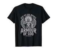 Revêtez l'Armure Complète de Dieu - Design Guerrier de la T-Shirt Graphique avec Valeur, Homme, Noir, L