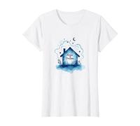 Reveur House Blue : House of Dreams Starry Night Whimsy T-Shirt, Femme, Blanc, M