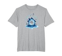 Reveur House Blue : House of Dreams Starry Night Whimsy T-Shirt, Homme Grandes Tailles, Gris Chiné, 4X Tall