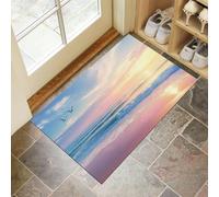 Rêveur Romantique Paillasson D'Entrée Discret Absorbant - - Antidérapant -Coucher Soleil À La Plage Tapis De Sol pour Entrée d'animaux Salle De Bain - Rose-Violet