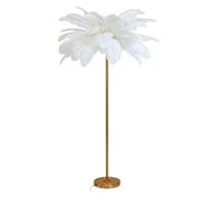 REVIOX Lampadaire Palmier, éLéGant Lampadaire Plume D'Autruche Naturelle, Lampe De Chevet Chambre Princesse Romantique, éClairage DéCoratif (Blanc,63inX23.6in)