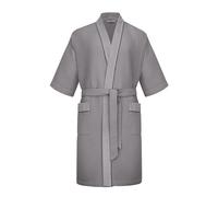 Revise RE-521 - Kimono - Peignoir pour homme - 100 % coton nid d'abeille, gris, M