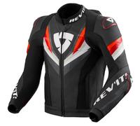 REV'IT! Blouson moto cuir Quantum 3 Pro – perforé – Noir/Rouge Taille 50 Homme