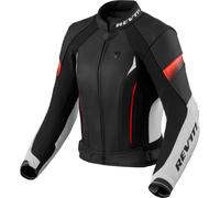 Revit Xena 4 Blouson en cuir de moto pour femmes, Blanc/Rouge, Taille 34