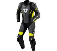 REV'IT! Combinaison de moto en cuir 1 pièce Control – Noir/Jaune Taille 50 Homme