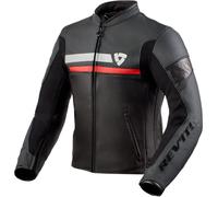 Revit Mile Veste en cuir de moto, noir-blanc-rouge, taille 50 pour homme