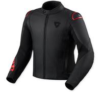 Revit Quadratic Logo Veste en cuir de moto perforée, Noir/Rouge néon, Taille 48