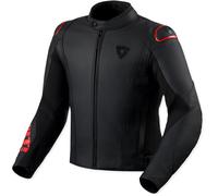 REV'IT! Veste moto Quadratic en cuir perforé Noir/Rouge Néon Taille 50