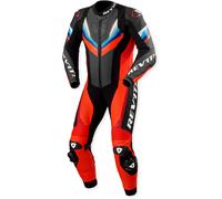 REV'IT! Combinaison en cuir 1 pièce Quantum 3 perforée Rouge Néon/Noir/Bleu Taille 48 Homme