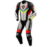 Revit Quantum 3 Combinaison en cuir de moto une pièce perforée, Gris/Jaune néon, Taille 52