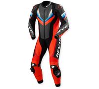 Revit Quantum 3 Combinaison en cuir de moto une pièce perforée, Noir/Rouge néon, Taille 46