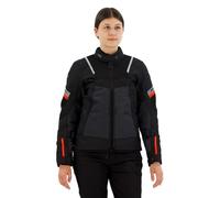 REV'IT! Revit Tornado 4 H2O imperméable à l’eau dames moto textile veste, schwarz/anthrazit/rot, 38