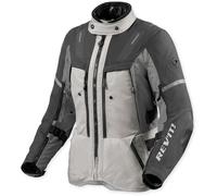 REV'IT! Veste moto textile Sand 5 H2O – Imperméable – Noir/Gris/Argent – Taille 38 Femme