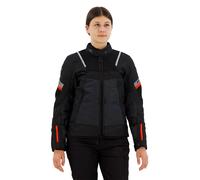 REV'IT! Veste moto Tornado 4 H2O – textile imperméable – Noir/Gris/Rouge, Taille 42 pour femmes