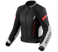 REV'IT! Veste en cuir perforée Xena 4 femmes 42 Noir/Blanc/Rouge Néon