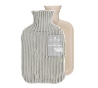 Revitale Bouillotte de Luxe Confortable - 2 Litres, Housse Douce, Caoutchouc Naturel à Côtes Simples, Durable et Résistante aux Fuites, Conforme à la Norme BS1970:2012 (Argent Arctique - Maille)