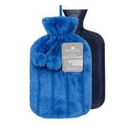 Revitale Bouillotte de Luxe Confortable - 2 Litres, Housse Douce, Caoutchouc Naturel à Côtes Simples, Durable et Résistante aux Fuites, Conforme à la Norme BS1970:2012 (Bleu Roi)