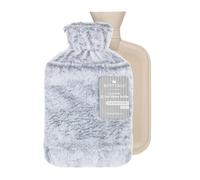 Revitale Bouillotte de Luxe Confortable - 2 Litres, Housse Douce, Caoutchouc Naturel à Côtes Simples, Durable et Résistante aux Fuites, Conforme à la Norme BS1970:2012 (Argent - Housse)