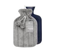 Revitale Bouillotte de Luxe Confortable - 2 Litres, Housse Douce, Caoutchouc Naturel à Côtes Simples, Durable et Résistante aux Fuites, Conforme à la Norme BS1970:2012 (Gris Ardoise)