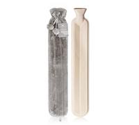 Revitale Bouillotte extra longue avec housse en fourrure souple avec pompons - 72 cm - 2 L (Gris Ardoise)