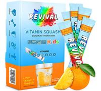 Revival Kids Vitamins Squash Drink - Électrolytes et Vitamines D, A, C, K, B6, B12 - Hydratation, Immunité, Croissance, Développement - Jus d'Ananas et Orange 6 Paquets