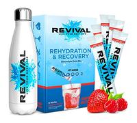 Revival Rapid Rehydration Starter Pack - Bouteille d'Eau en Acier 500 ml avec 1 x 6 Paquets de Sachets de Poudre d'Électrolytes - Fruits d'Été