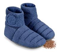 REVIX Chaussons chauffants micro-ondables pour pieds froids, Navy S | Chaleur douce humide, graines de lin; tissu doux, réglable pour réchauffer les pieds froids à la maison, au lit et détente