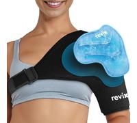 REVIX Poche de glace d'épaule pour brassard et bras de rotateur, gel froid réutilisable avec compression pour zone ciblée, apaisant l'inconfort et la fatigue, facile à porter, taille S avec pack de
