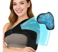 REVIX Sac à glace en gel à trois couches pour coiffe des rotateurs, bandage d'épaule réutilisable avec foyer froid supplémentaire amovible pour une thérapie par le froid de longue durée, apaise les