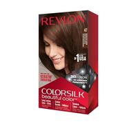 Revlon Colorsilk Beautiful Color Coloration Permanente des Cheveux avec Technologie au Gel 3D et Kératine, Teinture avec Couvrance à 100% des Cheveux Blancs, 47 Brun Riche Moyen