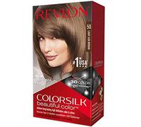 Revlon Colorsilk Beautiful Color Coloration Permanente des Cheveux avec Technologie au Gel 3D et Kératine, Teinture avec Couvrance à 100 % des Cheveux Blancs, 50 Châtain Cendré Clair