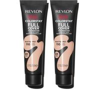 Revlon ColorStay Full Cover - Fond de Teint Couvrant Imperfections - Maquillage Teint - Couvrance optimale et fini mat - Résite à Toutes Épreuves - Effet Seconde Peau - 30ml - N110 Ivory (Lot de 2)